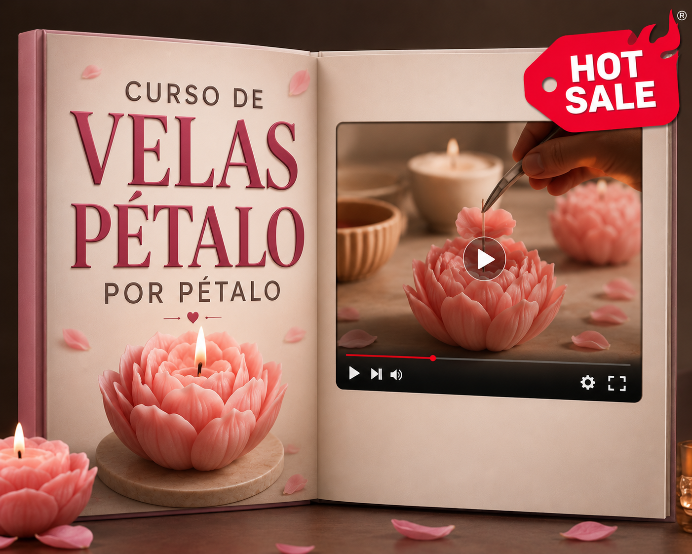 CURSO VIDEO:  VELAS PETALO POR PETALO 3D